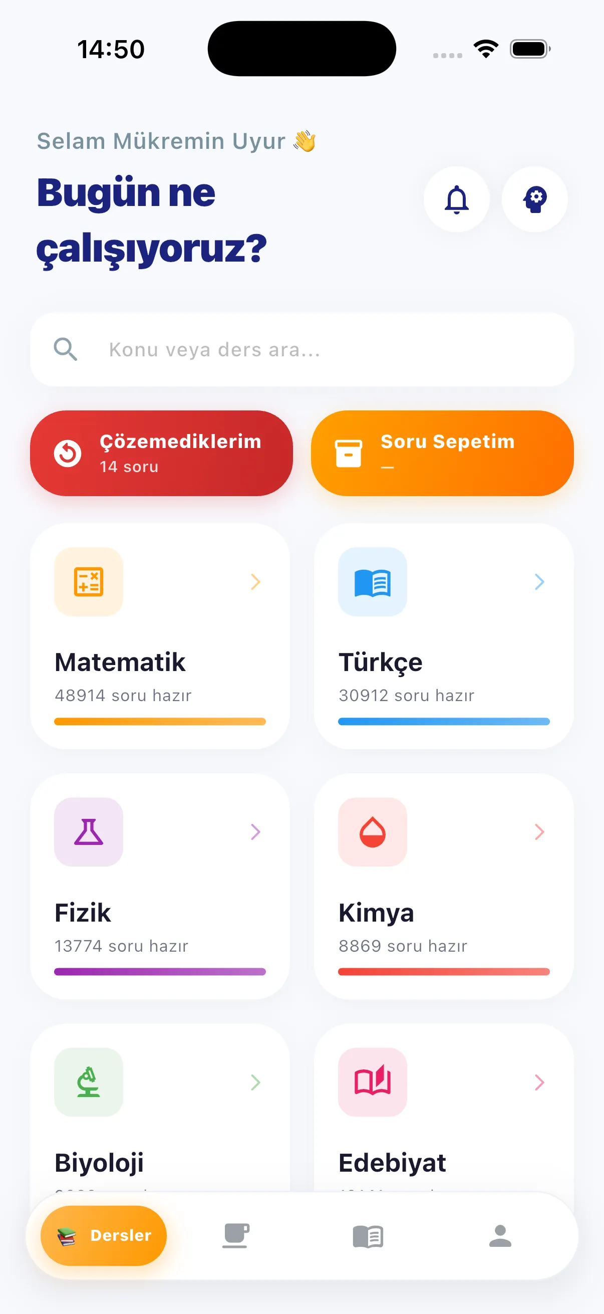 Cep Dershanesi YKS hazırlık uygulaması — 9 ders, 200.000+ soru bankası