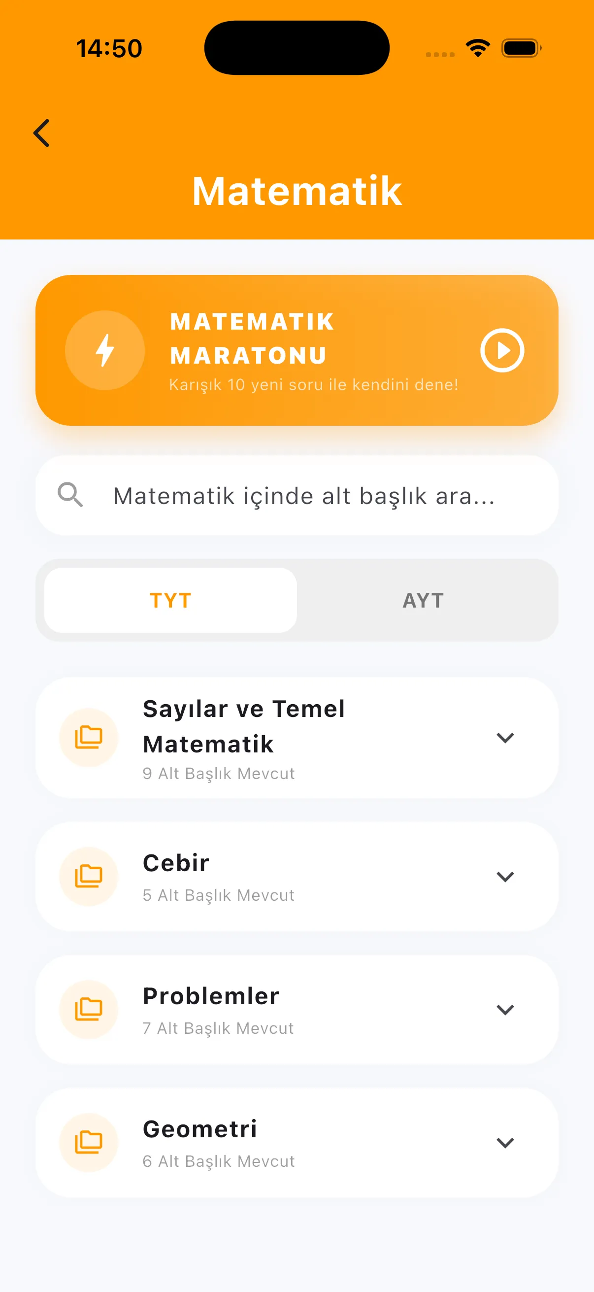 Konuyu seç, alt başlığa kadar in
